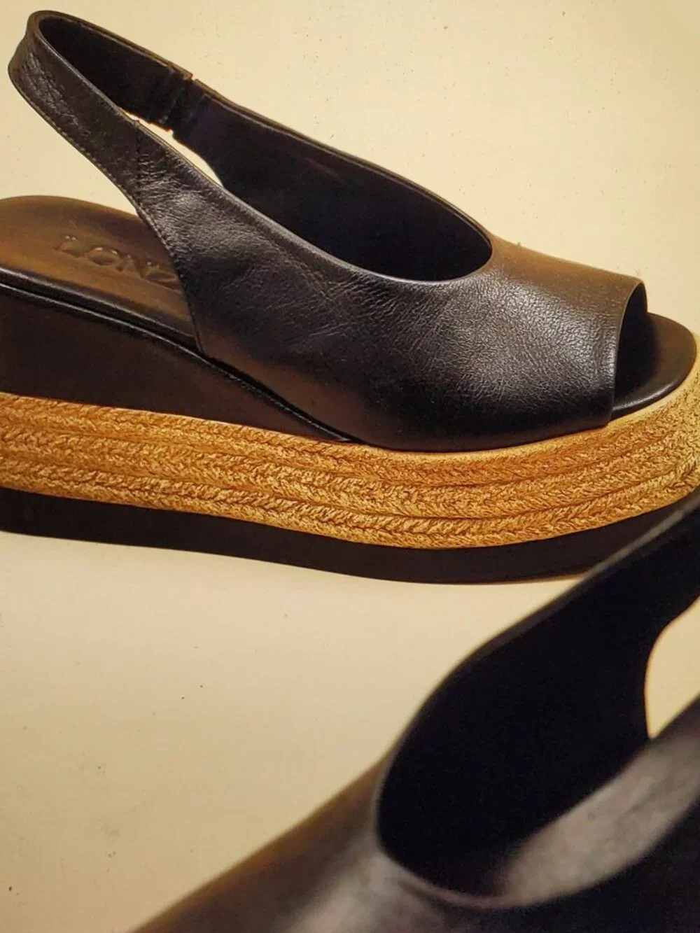 Lonza new in a box platform sandals, black